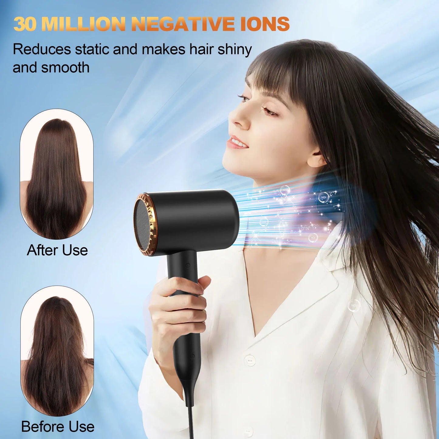 Ionic Hair Dryer,Blow Dryer,With Diffuser,Concentrator Nozzle,Secadora De Pelo | 1875W Turbo Ultra-Quiet Motor 2 Heat,3 Speed Settings,Quick Heat-Up Ionic Hairdryer Blowdrier Dreame Hairdryer Speed Blowdryer Professional Negative High Speed